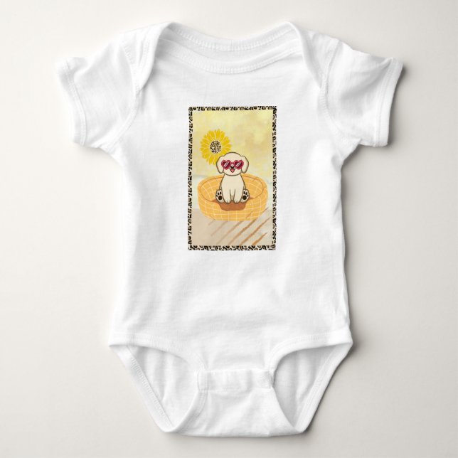 Hund mit Sonnenbrille Tiger Print Baby Strampler (Vorderseite)