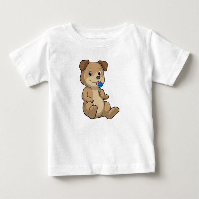 Hund mit Süßigkeiten Lollipop Baby T-shirt (Vorderseite)