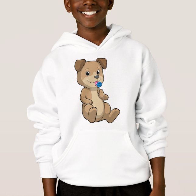 Hund mit Süßigkeiten Lollipop Hoodie (Vorderseite)