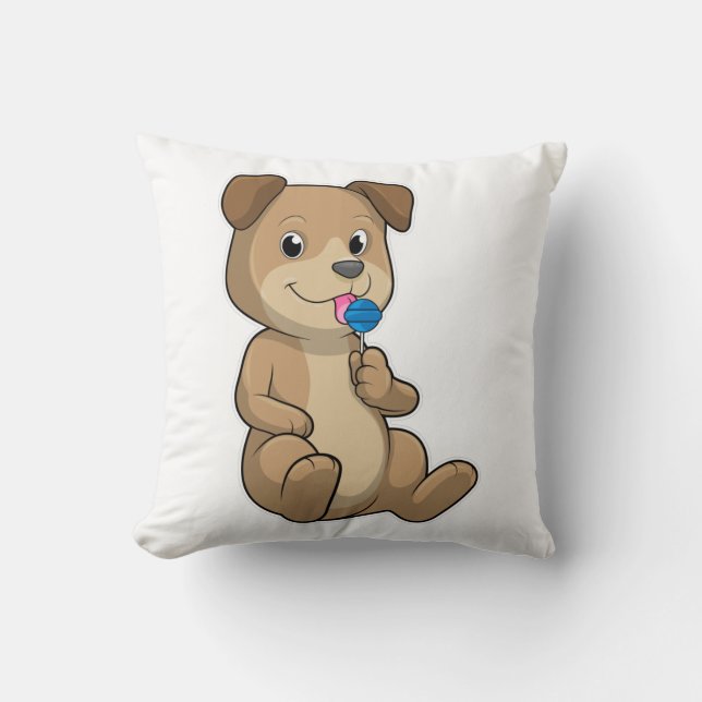 Hund mit Süßigkeiten Lollipop Kissen (Vorderseite)