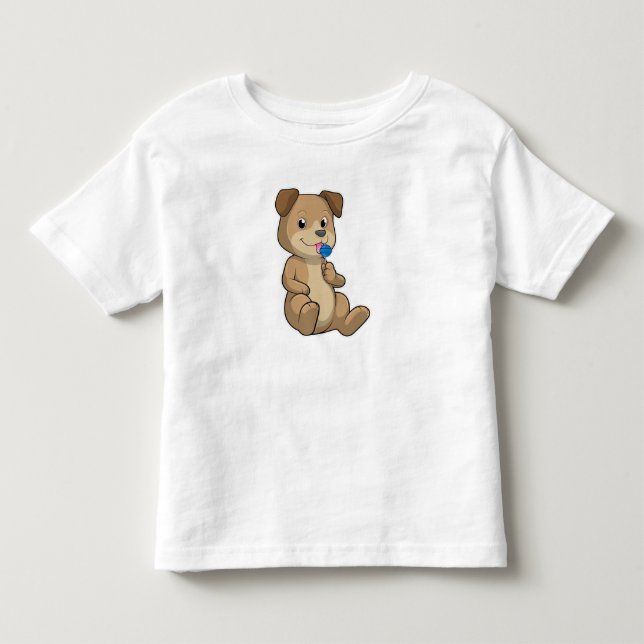 Hund mit Süßigkeiten Lollipop Kleinkind T-shirt (Vorderseite)