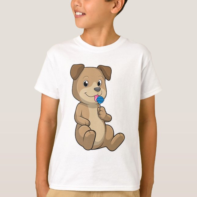Hund mit Süßigkeiten Lollipop T-Shirt (Vorderseite)