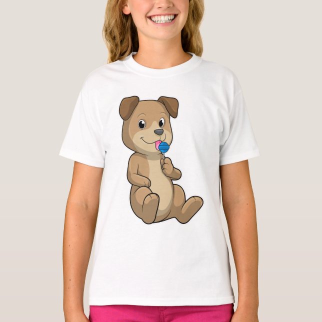 Hund mit Süßigkeiten Lollipop T-Shirt (Vorderseite)