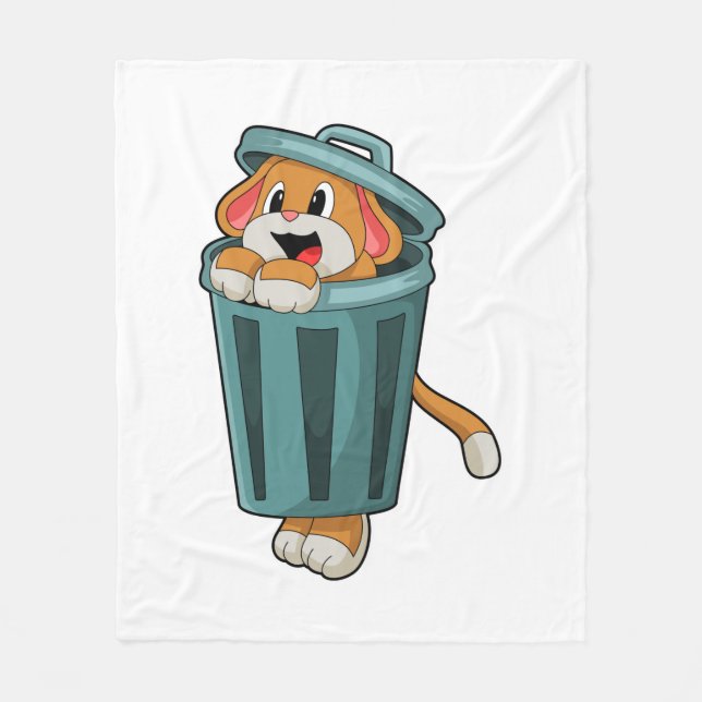 Hund mit Trashcan Fleecedecke (Vorderseite)