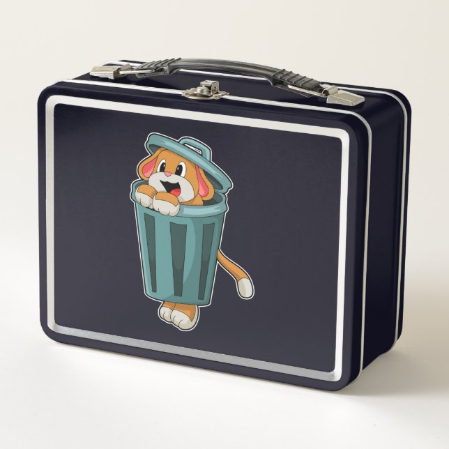 Hund mit Trashcan Metall Brotdose (Vorderseite)