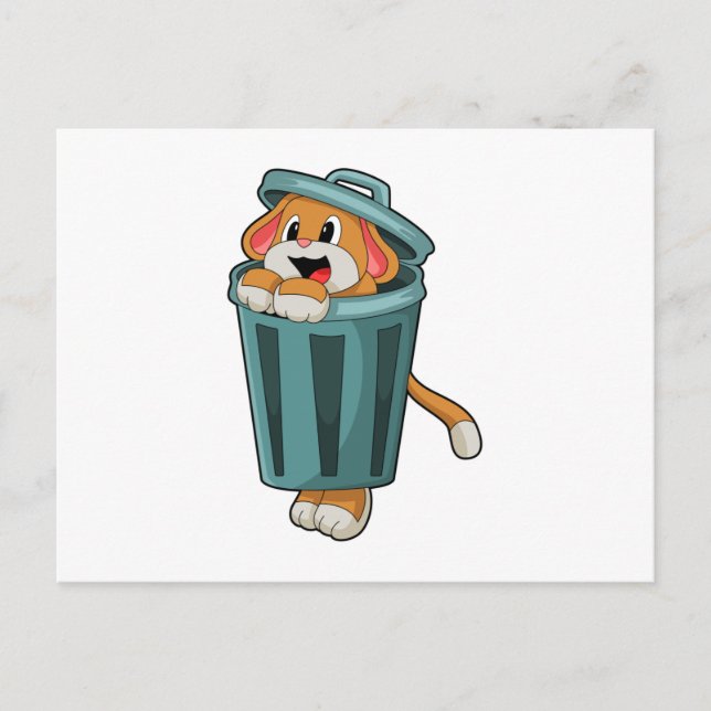 Hund mit Trashcan Postkarte (Vorderseite)