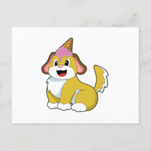 Hund mit Waffeleis Postkarte