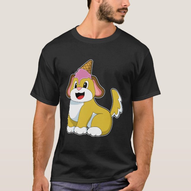 Hund mit Waffeleis T-Shirt (Vorderseite)