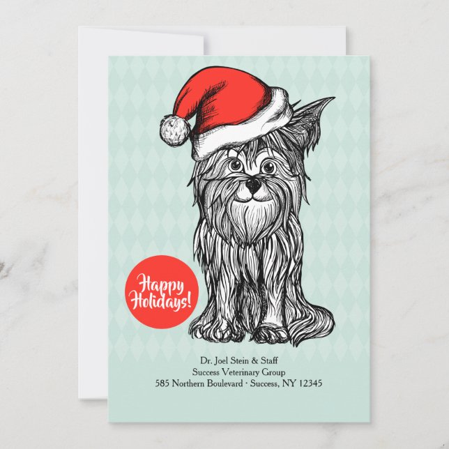 Hund mit Weihnachtsmannmütze-Urlaubskarte Einladung (Vorderseite)
