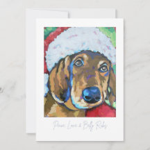 Hund mit Weihnachtsmannmütze Urlaubskarte