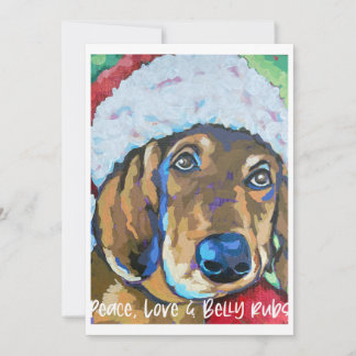 Hund mit Weihnachtsmannmütze Urlaubskarte Mitteilungskarte