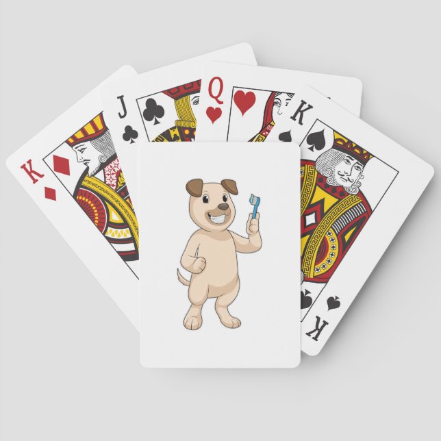 Hund mit Zahnbürste Spielkarten (Rückseite)