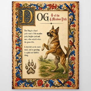 Hund, mittelalterliche Bestiarien-Kunst Postkarte