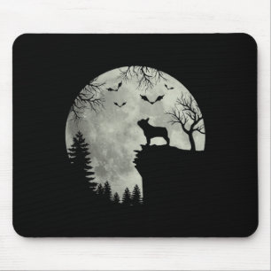 Hund Mond Heulen im Halloween-Wald Hund Franzose Mousepad