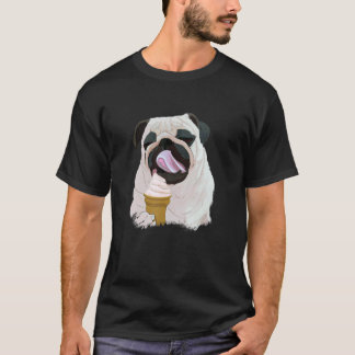 Hund Mops Eiscreme isst Niedlich T-Shirt