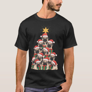 Hund Mops Weihnachtsbaum Süße Weihnachten T-Shirt