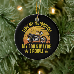 Hund Motorrad Keramik Ornament