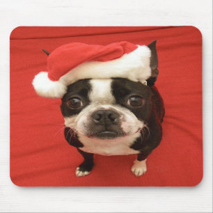 Hund Mousepad Bostons Terrier Weihnachtsmann