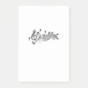 Hund  Music Melody Maltese Dog on Musiknote Post-it Klebezettel