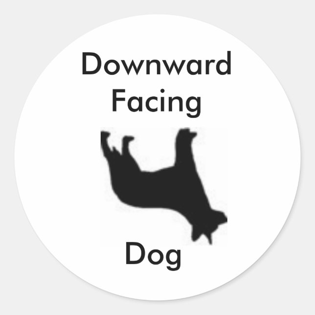 Hund nach unten runder aufkleber (Vorderseite)