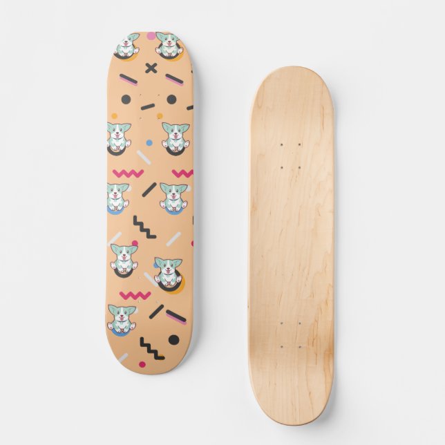Hund Nahtloses Muster Vector Skateboard (Vorderseite)