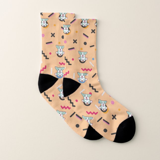 Hund Nahtloses Muster Vector  Socken (Paar)
