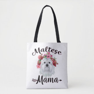 Hund| Niedliche maltesische Mama Hund Blume Floren Tasche