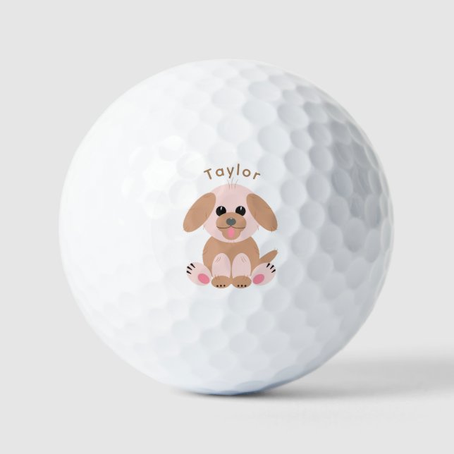 Hund Niedlicher Cartoon Pastel Neutral Personalisi Golfball (Vorderseite)