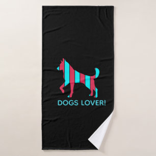 Hund - Niedlicher Haustier Pop Art, blau & rot Abs Badehandtuch