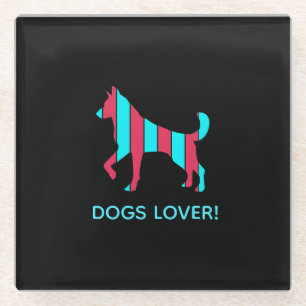 Hund - Niedlicher Haustier Pop Art, blau & rot Abs Glasuntersetzer
