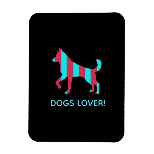 Hund - Niedlicher Haustier Pop Art, blau & rot Abs Magnet (Vertikal)