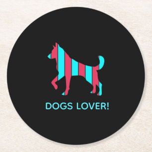 Hund - Niedlicher Haustier Pop Art, blau & rot Abs Runder Pappuntersetzer