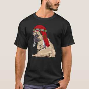 Hund Niedlicher Pug Retro-Marokko-Flagge Stolz T-Shirt