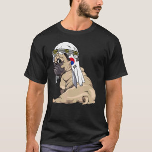Hund Niedlicher Pug Retro Südkorea-Flagge Stolz T-Shirt