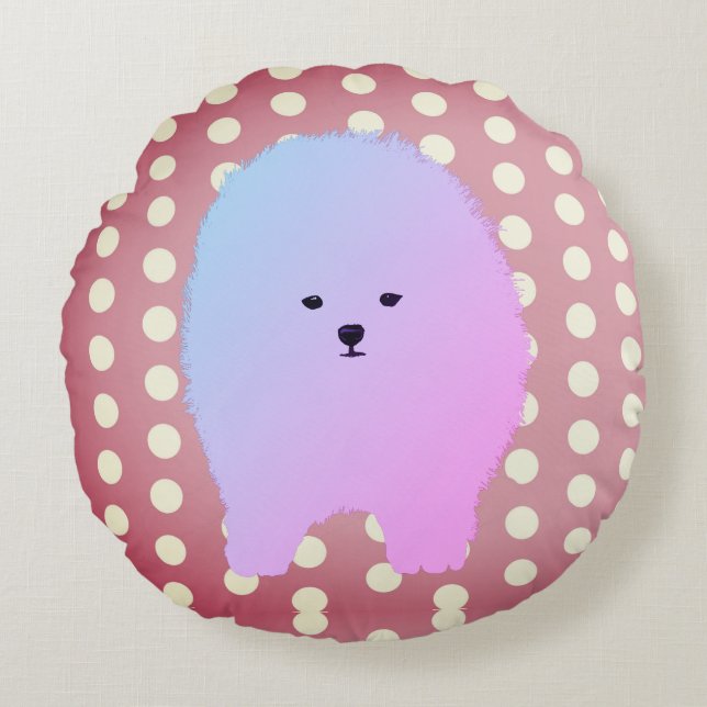Hund, Niedlicher Spitz Fluffy Pet Kissen (Vorderseite)