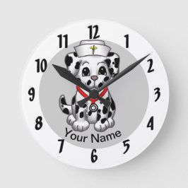 Hund Nurse Runde Wanduhr