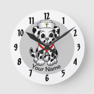 Hund Nurse Runde Wanduhr