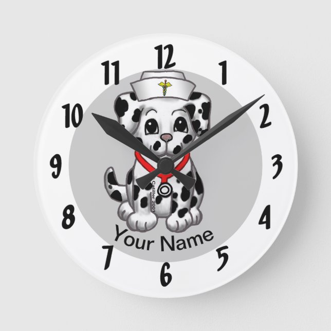 Hund Nurse Runde Wanduhr (Vorderseite)
