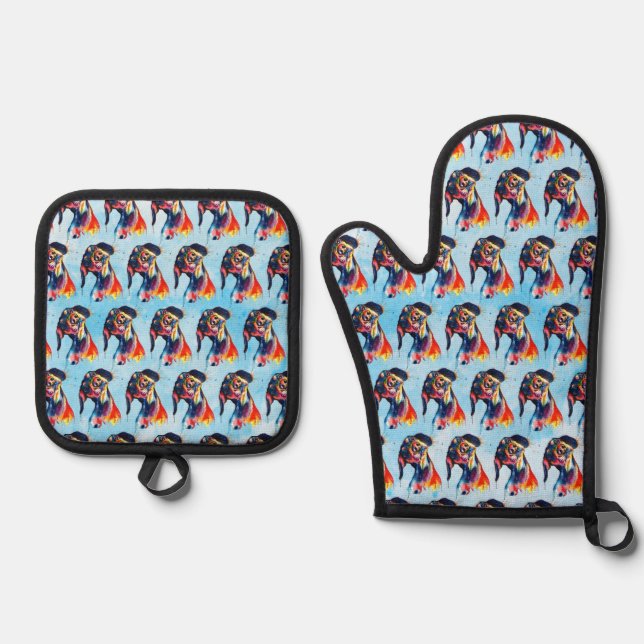 Hund Ofenhandschuh & Topflappen-Set (Vorderseite)