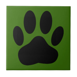 Hund Pawprint Grüner Hintergrund Fliese