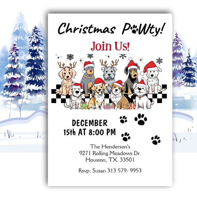 Hund Pawty Tiere Weihnachtsfeierliche Party Einlad Einladung (Von Creator hochgeladen)