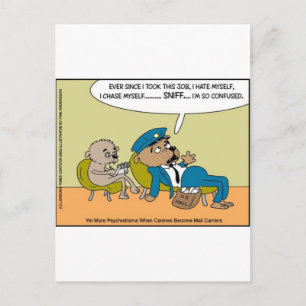 Hund per Post in Therapie Lustige Abseitige Cartoo Postkarte