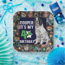 Hund Personalisiert 4. Geburtstag Party Paper Tell Pappteller
