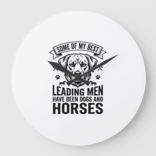 Hund Pferd Liebhaber Vintage Leading Men Design_1 Große Wanduhr