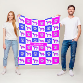 Hund & Pfoten des deutschen Hirten Print Hot Pink  Fleecedecke