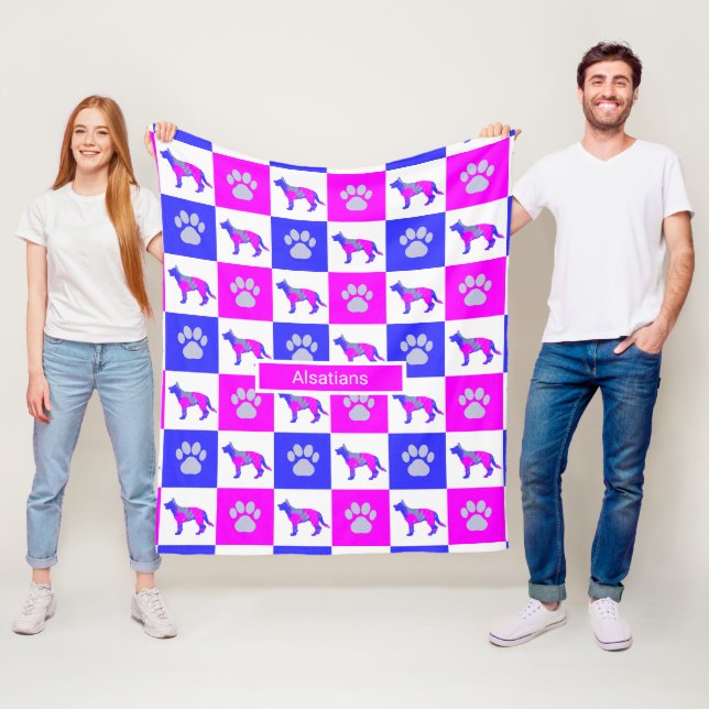 Hund & Pfoten des deutschen Hirten Print Hot Pink  Fleecedecke (Beispiel)