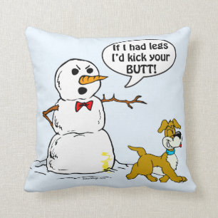 Hund pinkelt auf Snowman-Cartoon Kissen