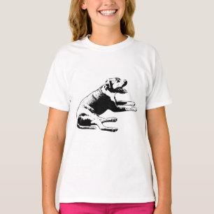 Hund, Pitbull Mix in Monochrom T-Shirt