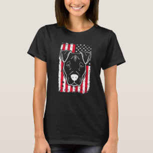 Hund Pitbull US-amerikanische Flagge 4 T-Shirt