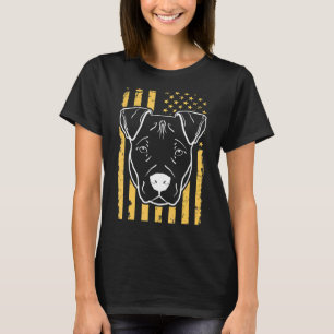 Hund Pitbull US amerikanische Flagge T-Shirt